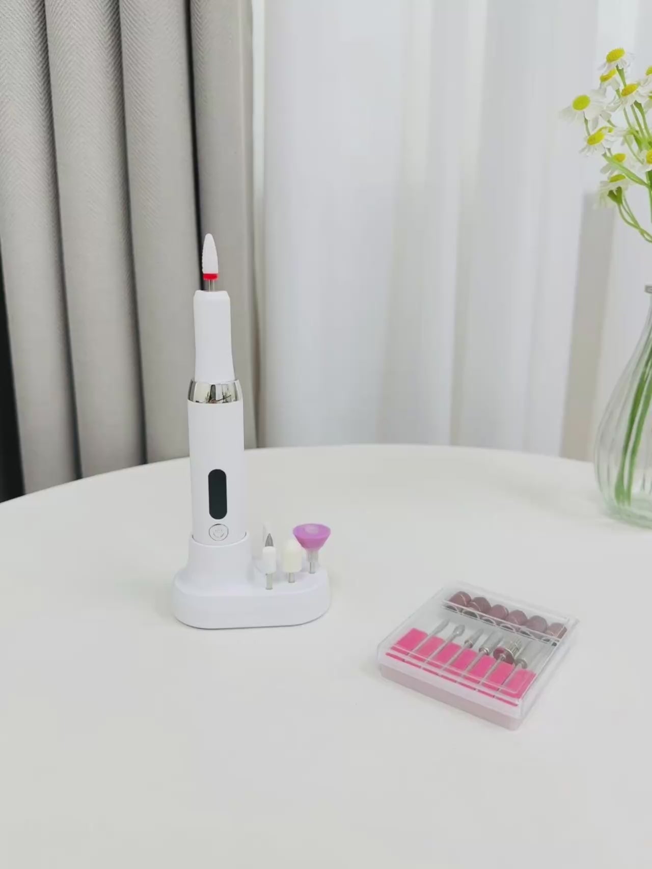 Amiriva K16 Electric Manicure Drill – CE/FCC certified professional nail file machine for home and salon use with multiple attachments